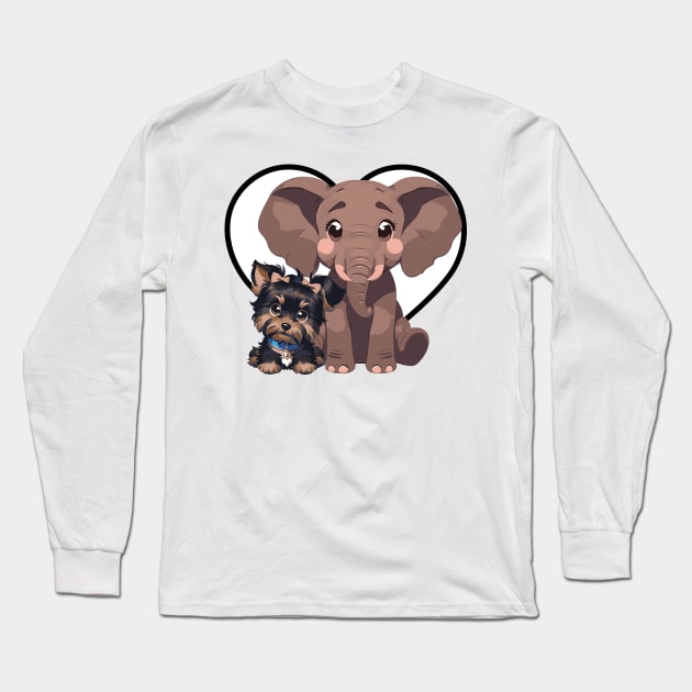 Elephant and Dog Friends Long Sleeve T-Shirt by CGI Studios